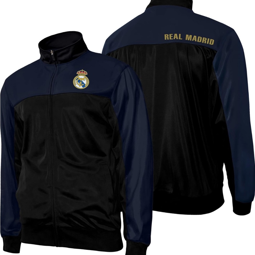Men's Black and Navy Soccer Jacket